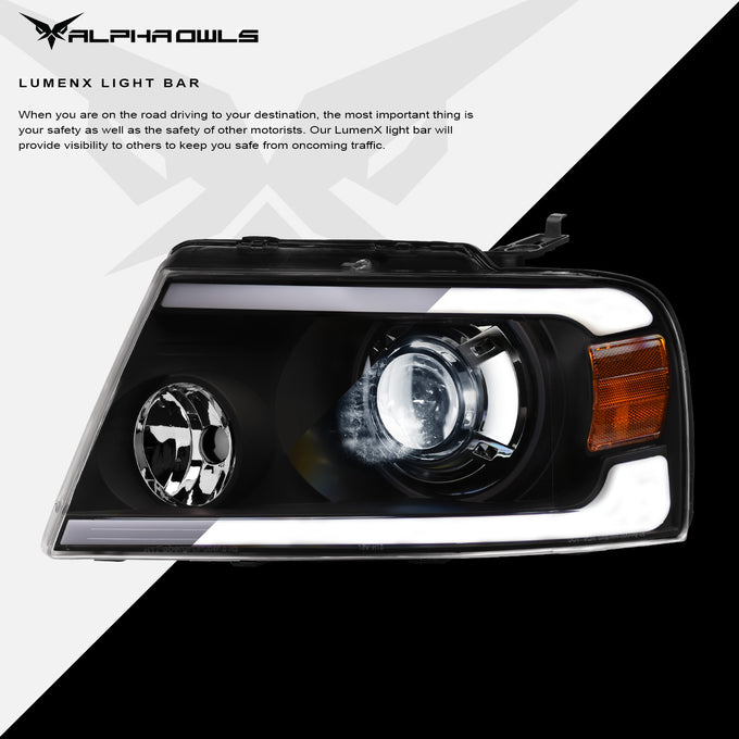 LMX Series LED Projector Headlights w/ LumenX Light Bar <br> 04-08 Ford F-150