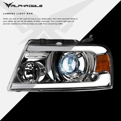 LMX Series LED Projector Headlights w/ LumenX Light Bar <br> 04-08 Ford F-150