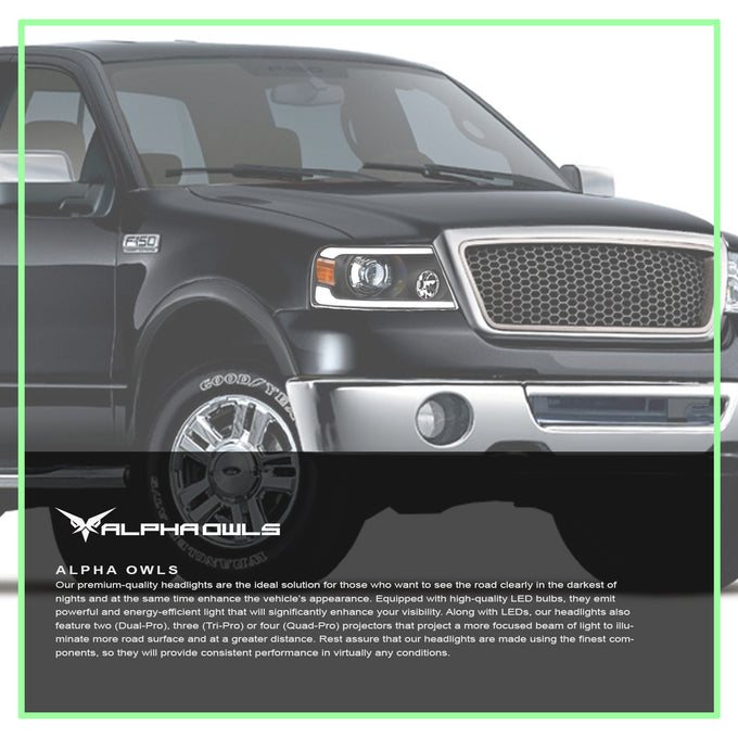 SQX Series LED Sequential Projector Headlights <br> 04-08 Ford F-150