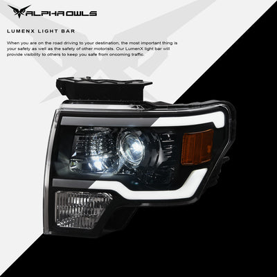 LMX Series LED Projector Headlights w/LumenX Light Bar <BR> 09-14 Ford F-150