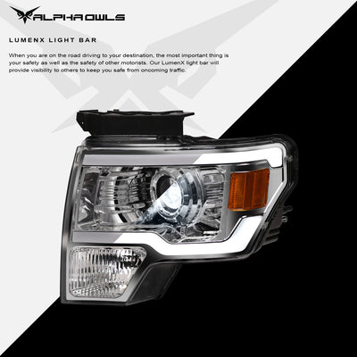 LMX Series LED Projector Headlights w/LumenX Light Bar <BR> 09-14 Ford F-150