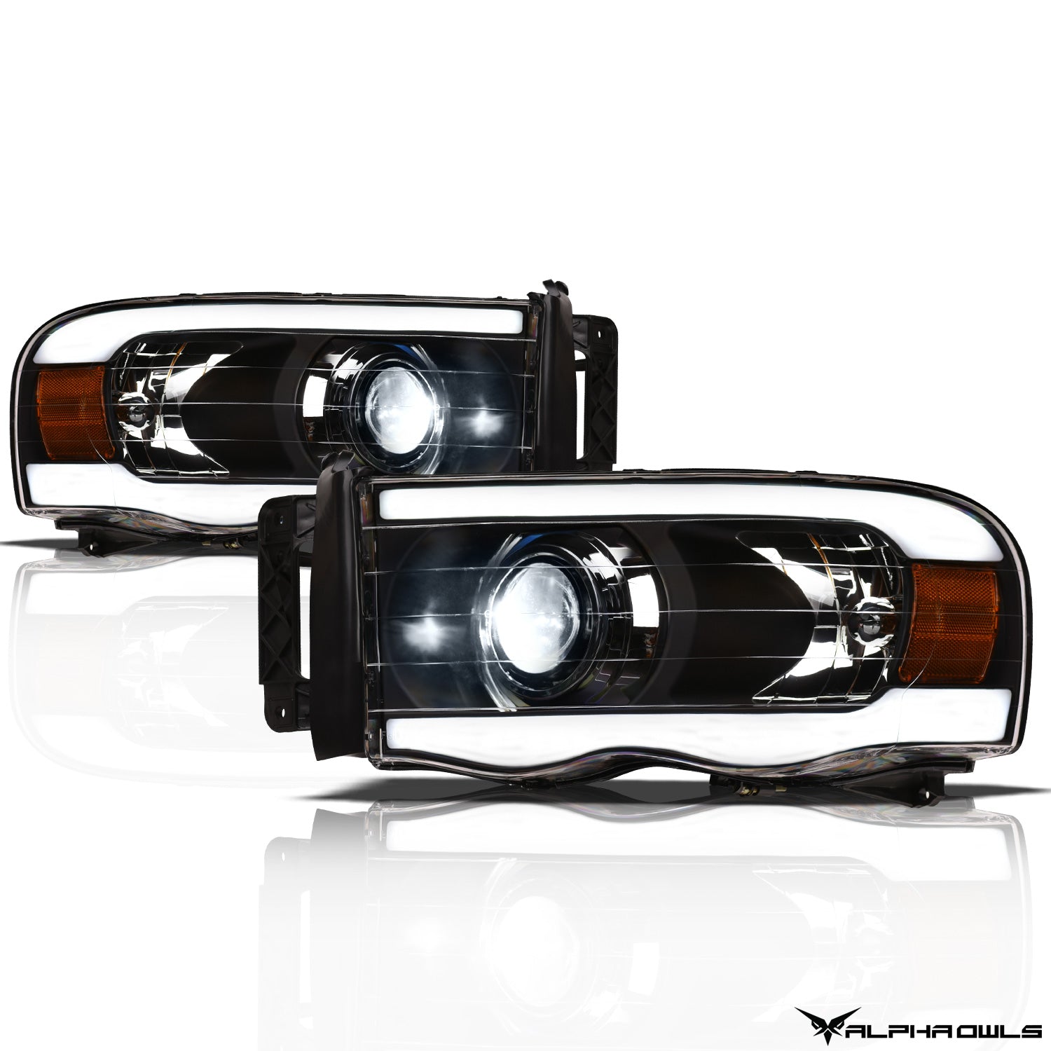 LMX Series LED Projector Headlights w/LumenX Light Bar <BR> 02-05 Dodge Ram 1500