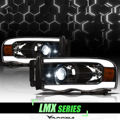 LMX Series LED Projector Headlights w/LumenX Light Bar <BR> 02-05 Dodge Ram 1500