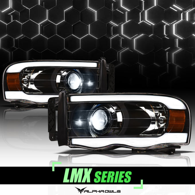 LMX Series LED Projector Headlights w/LumenX Light Bar <BR> 02-05 Dodge Ram 1500