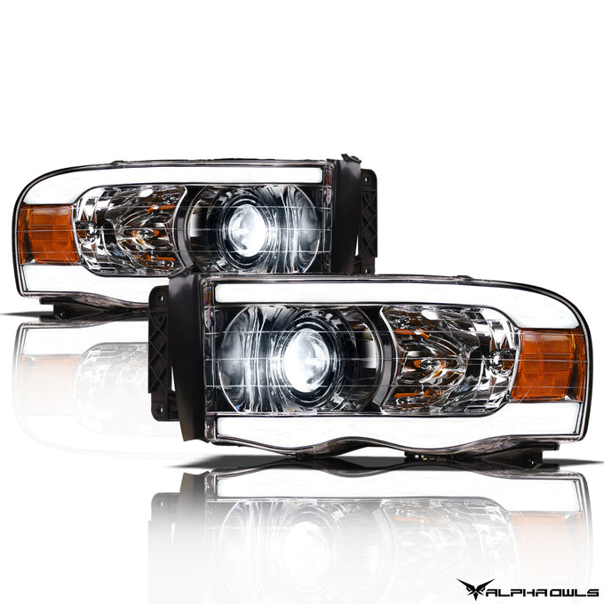 LMX Series LED Projector Headlights w/LumenX Light Bar <BR> 02-05 Dodge Ram 1500