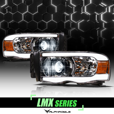 LMX Series LED Projector Headlights w/LumenX Light Bar <BR> 02-05 Dodge Ram 1500