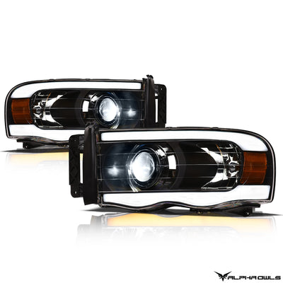 SQX Series LED Sequential Projector Headlights <BR> 02-05 Dodge Ram 1500