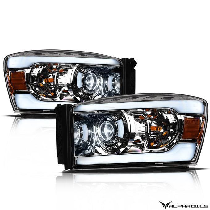 LMX Series LED Projector Headlights w/LumenX Light Bar <br> 06-08 Dodge Ram 1500