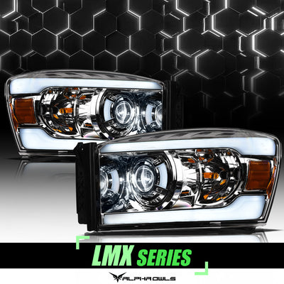 LMX Series LED Projector Headlights w/LumenX Light Bar <br> 06-08 Dodge Ram 1500