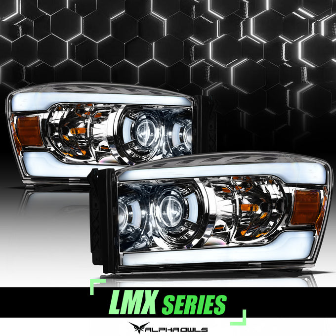 LMX Series LED Projector Headlights w/LumenX Light Bar <br> 06-08 Dodge Ram 1500