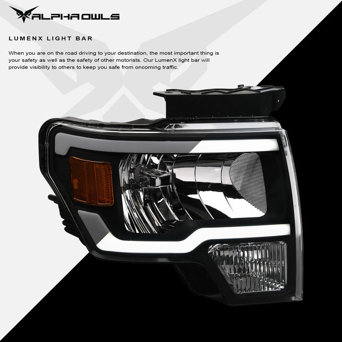 LM Series Crystal Headlights W/LumenX Light Bar <br> 09-04 Ford F-150
