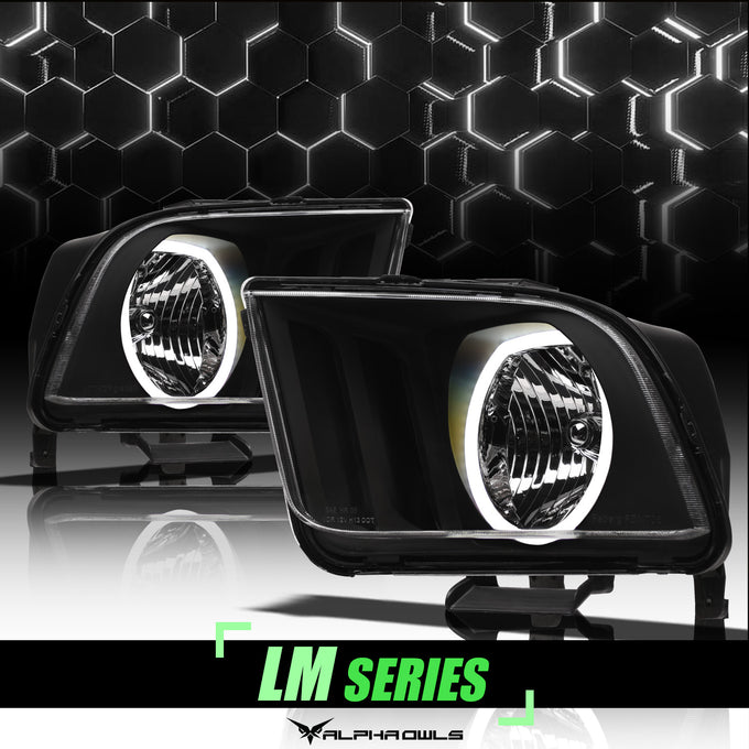 LM Series Crystal Headlights W/LumenX Halo <br> 05-09 Ford Mustang