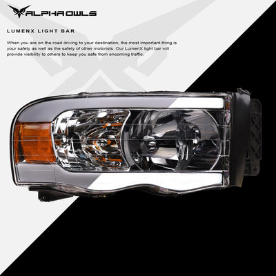 LM Series Crystal Headlights W/LumenX Light Bar <br> 02-05 Dodge Ram 1500