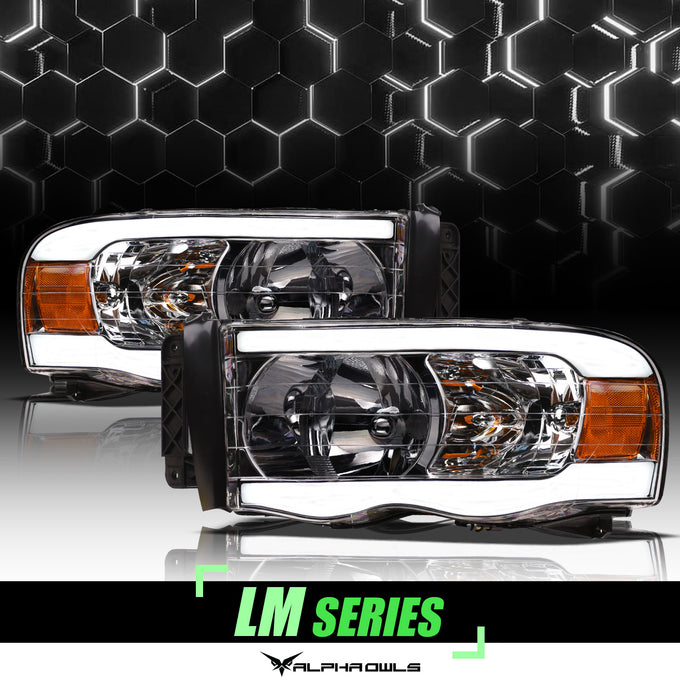 LM Series Crystal Headlights W/LumenX Light Bar <br> 02-05 Dodge Ram 1500