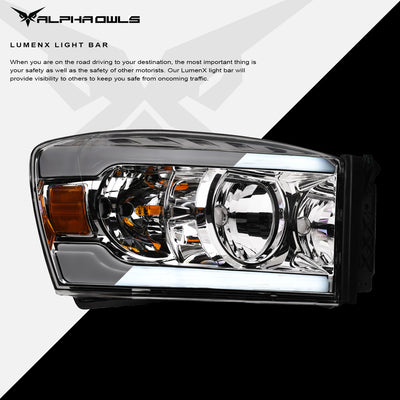 LM Series Crystal Headlights w/ LumenX Light Bar <br>09-10 Dodge Ram 1500