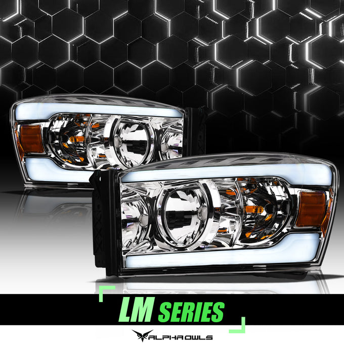 LM Series Crystal Headlights w/ LumenX Light Bar <br>09-10 Dodge Ram 1500