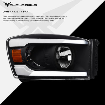 LM Series Crystal Headlights w/ LumenX Light Bar <br>09-10 Dodge Ram 1500