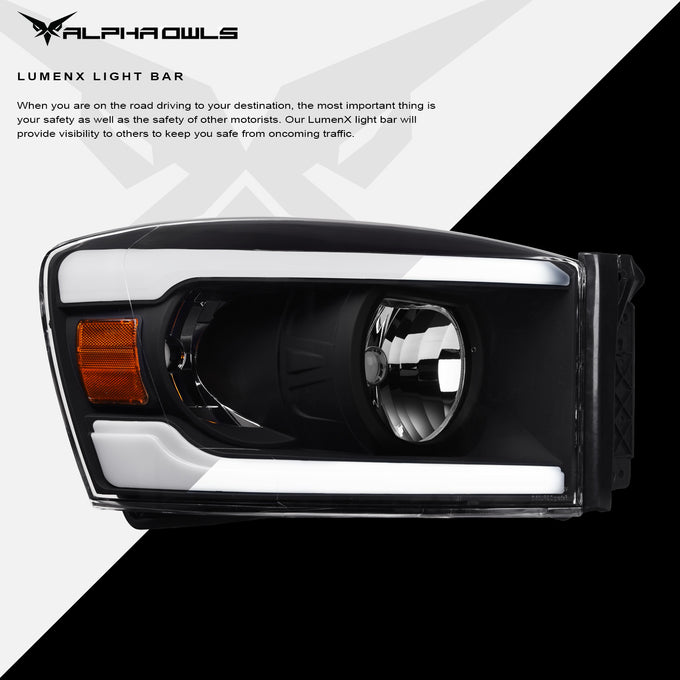 LM Series Crystal Headlights w/ LumenX Light Bar <br>09-10 Dodge Ram 1500