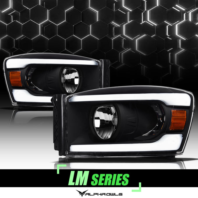 LM Series Crystal Headlights w/ LumenX Light Bar <br>09-10 Dodge Ram 1500