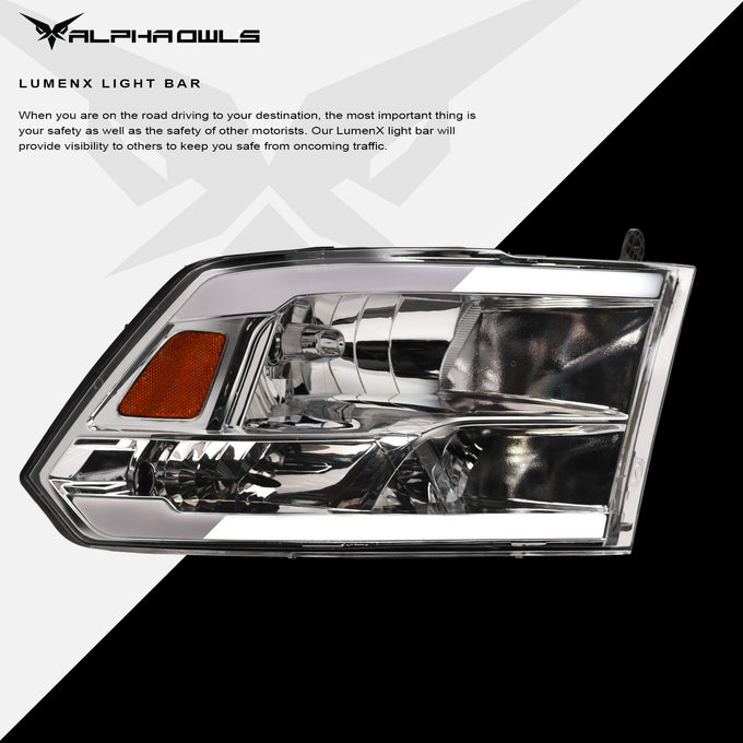 LM Series Crystal Headlights w/ LumenX Light Bar <br>09-10 Dodge Ram 1500