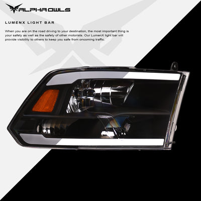LM Series Crystal Headlights w/ LumenX Light Bar <br>09-10 Dodge Ram 1500