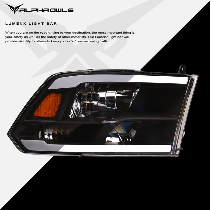LM Series Crystal Headlights w/ LumenX Light Bar <br>09-10 Dodge Ram 1500