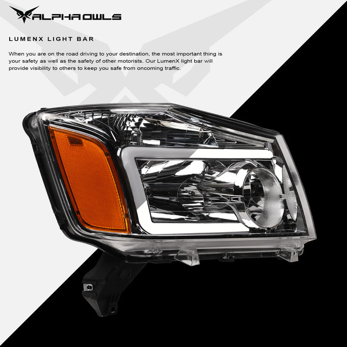LM Series Crystal Headlights w/ LumenX Light Bar <br> 04-15 Nissan Titan