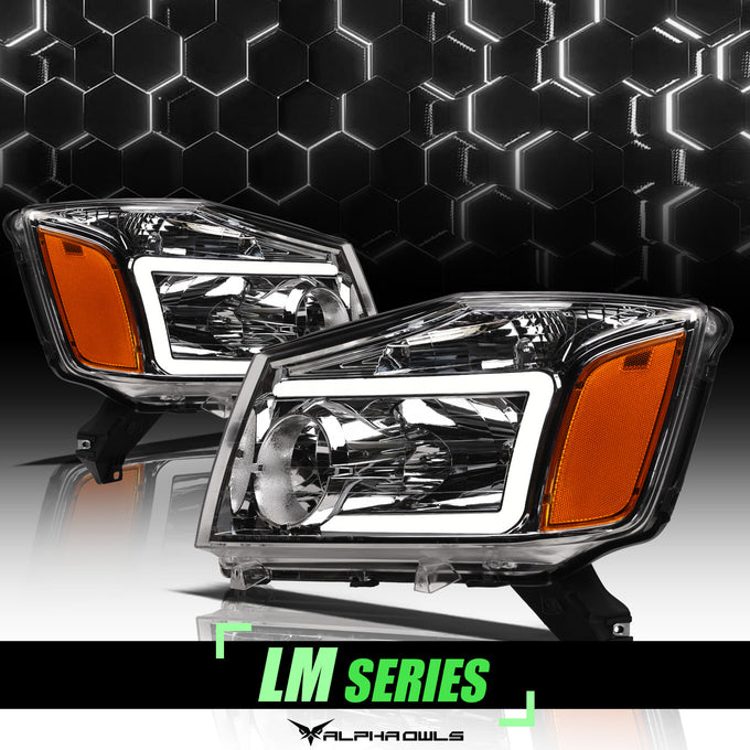 LM Series Crystal Headlights w/ LumenX Light Bar <br> 04-15 Nissan Titan