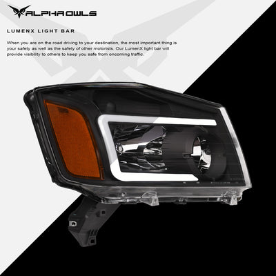 LM Series Crystal Headlights w/ LumenX Light Bar <br> 04-15 Nissan Titan