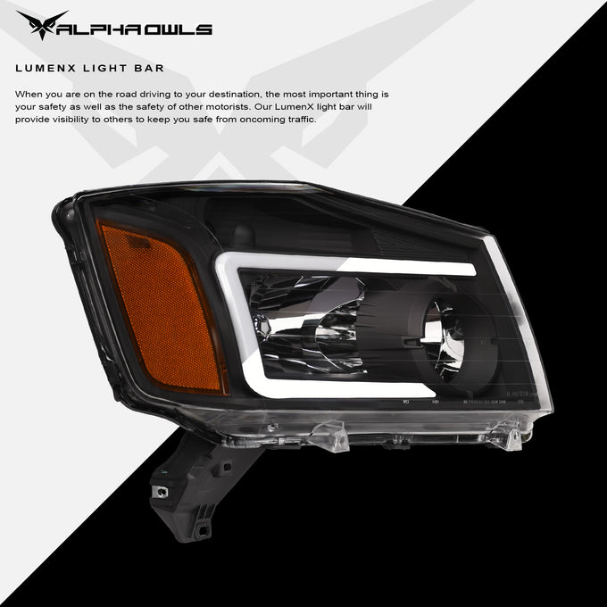 LM Series Crystal Headlights w/ LumenX Light Bar <br> 04-15 Nissan Titan