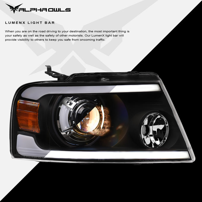 LMP Series Projector Headlights w/ LumenX Light Bar <br> 04-08 Ford F-150