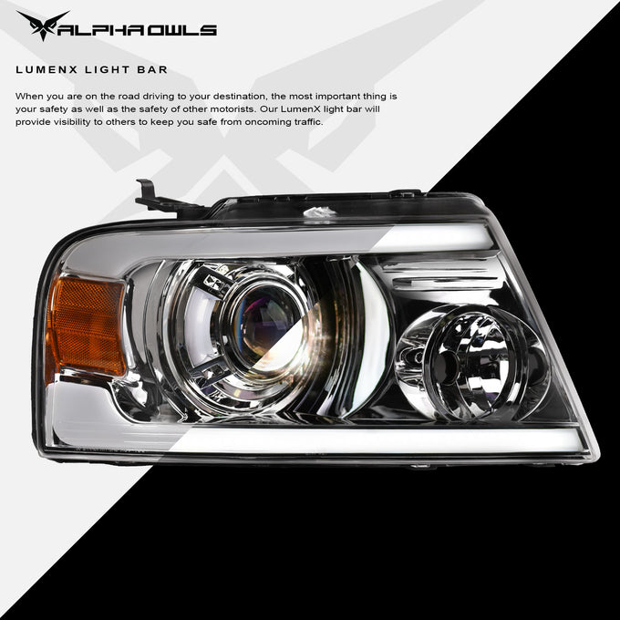 LMP Series Projector Headlights w/ LumenX Light Bar <br> 04-08 Ford F-150