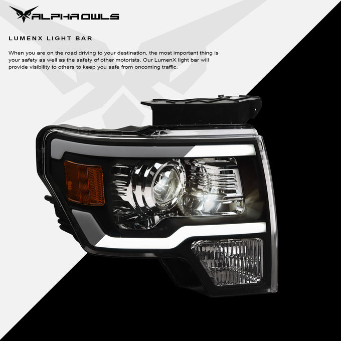 LMP Series Projector Headlights w/ LumenX Light Bar <br> 09-14 Ford F-150