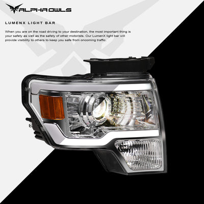 LMP Series Projector Headlights w/ LumenX Light Bar <br> 09-14 Ford F-150