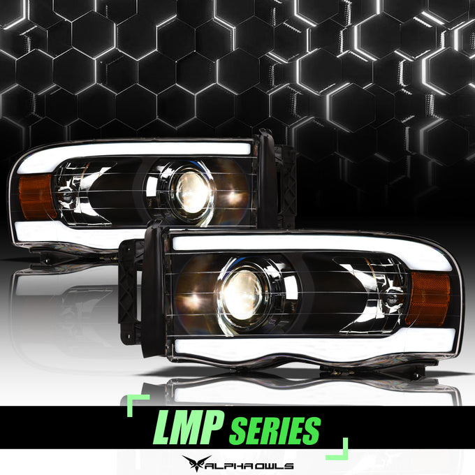 LMP Series Projector Headlights w/ LumenX Light Bar <br>02-05 Dodge Ram 1500