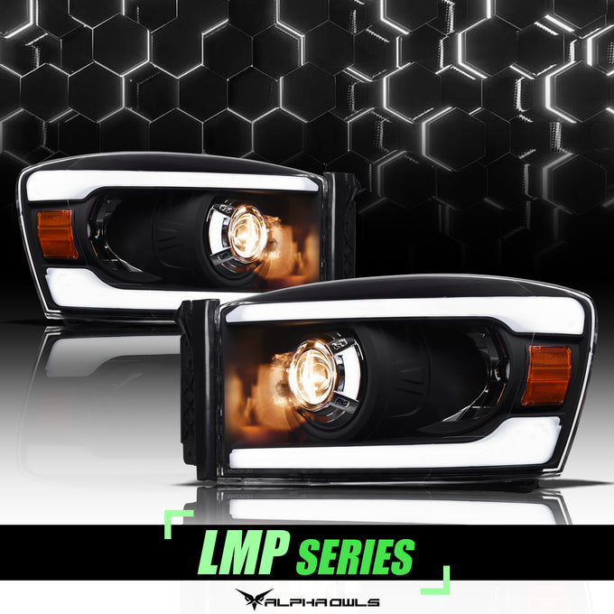 LMP Series Projector Headlights w/ LumenX Light Bar <BR> 06-08 Dodge Ram 1500