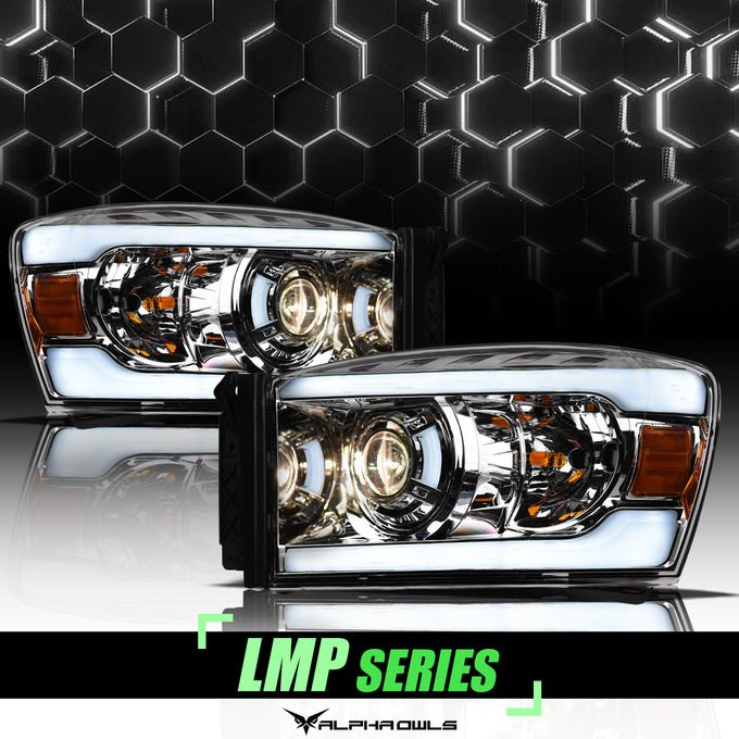 LMP Series Projector Headlights w/ LumenX Light Bar <BR> 06-08 Dodge Ram 1500