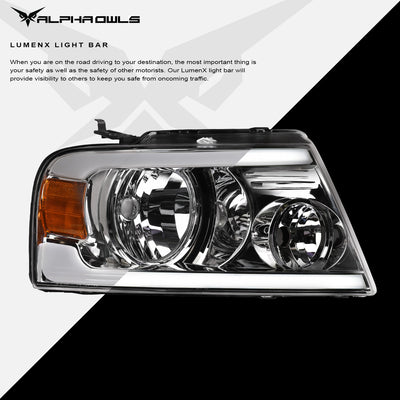 LM Series Crystal Headlights w/ LumenX Light Bar <br> 04-08 Ford F-150