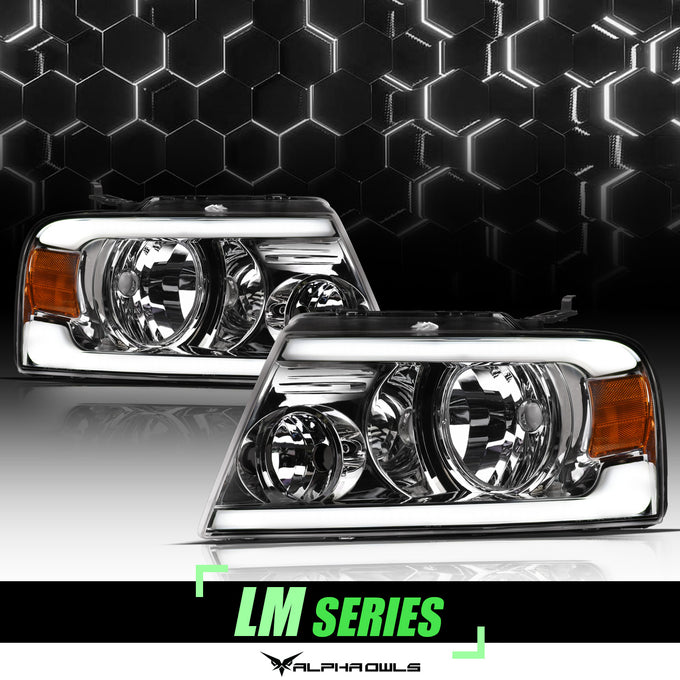 LM Series Crystal Headlights w/ LumenX Light Bar <br> 04-08 Ford F-150