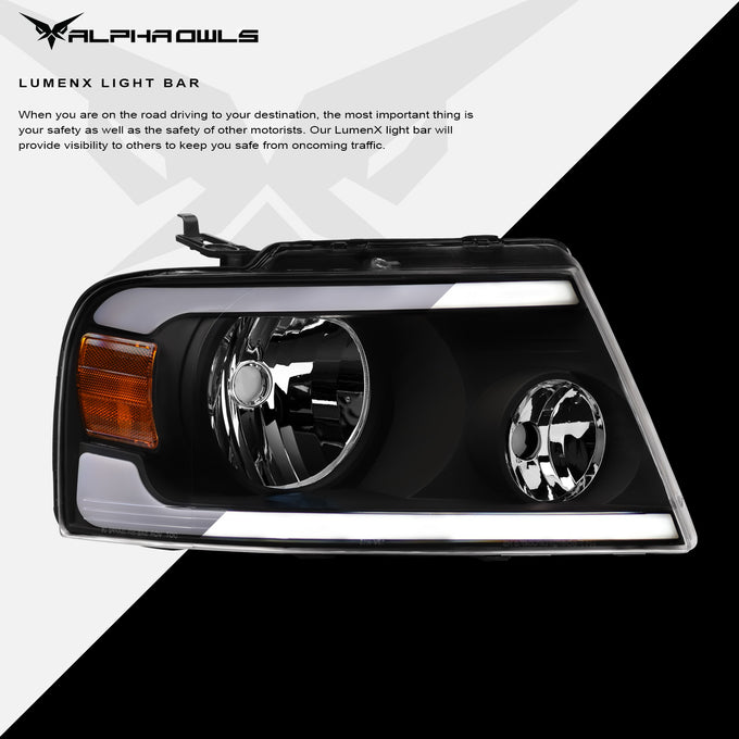 LM Series Crystal Headlights w/ LumenX Light Bar <br>04-08 Ford F-150