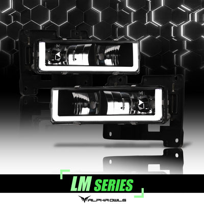 LM Series Crystal Headlights w/ LumenX Light Bar <BR> 88-99 Chevy/GMC C/K Series, Blazer, Suburban, Tahoe, Yukon