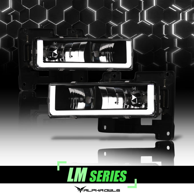 LM Series Crystal Headlights w/ LumenX Light Bar <BR> 88-99 Chevy/GMC C/K Series, Blazer, Suburban, Tahoe, Yukon