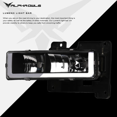 LM Series Crystal Headlights w/ LumenX Light Bar <BR> 88-99 Chevy/GMC C/K Series, Blazer, Suburban, Tahoe, Yukon