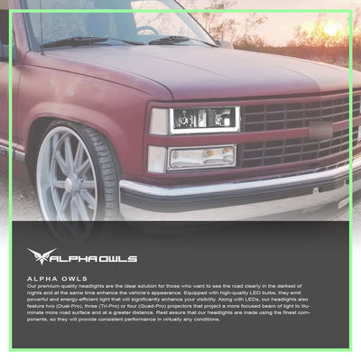 LM Series Crystal Headlights w/ LumenX Light Bar <BR> 88-99 Chevy/GMC C/K Series, Blazer, Suburban, Tahoe, Yukon