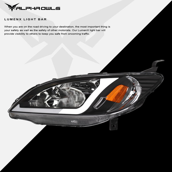LM Series Crystal Headlights w/ LumenX Light Bar <BR> 04-05 Honda Civic