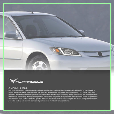 LM Series Crystal Headlights w/ LumenX Light Bar <BR> 04-05 Honda Civic