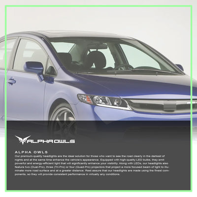 LM Series Crystal Headlights w/ LumenX Light Bar <BR> 06-11 Honda Civic 4DR