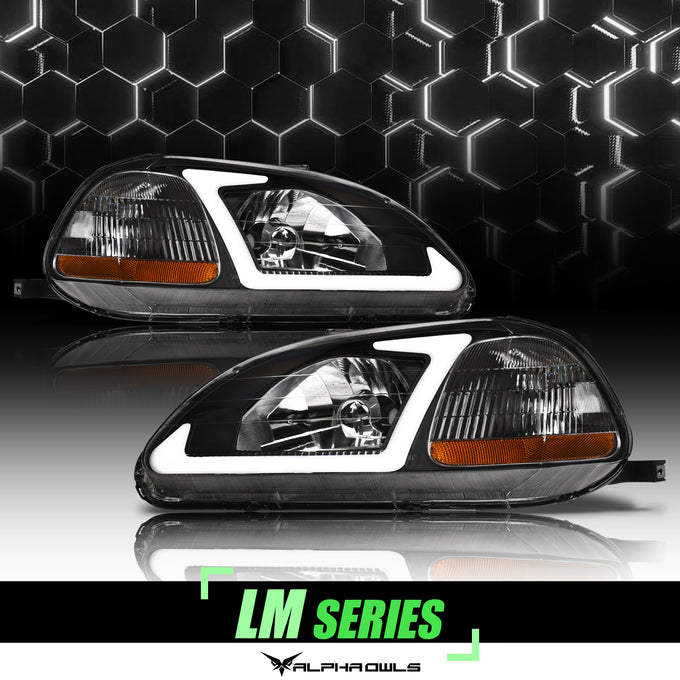 LM Series Crystal Headlights w/ LumenX Light Bar <br>96-98 Honda Civic
