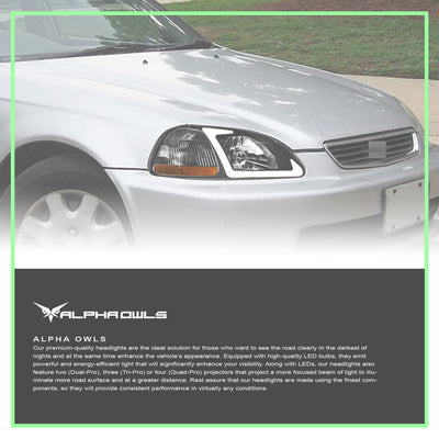 LM Series Crystal Headlights w/ LumenX Light Bar <br>96-98 Honda Civic