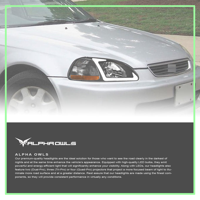 LM Series Crystal Headlights w/ LumenX Light Bar <br>96-98 Honda Civic